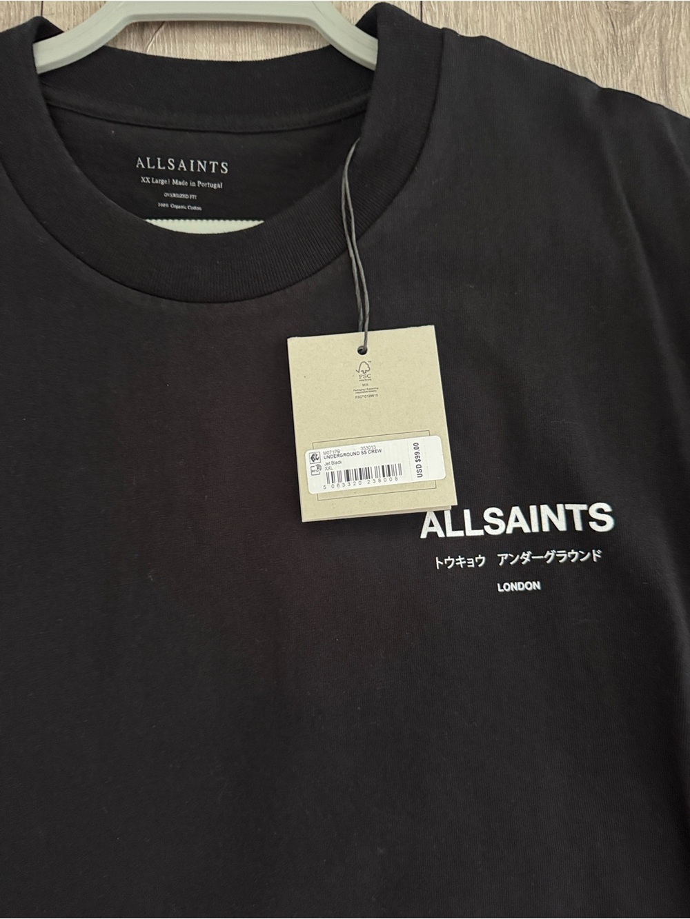AllSaints Black Short-Sleeve Logo Tee - Picture 3 of 4